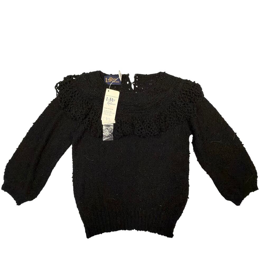 Vintage Le Roy Knitwear Womens Black Feminine Cardigan / Sweater Size S
